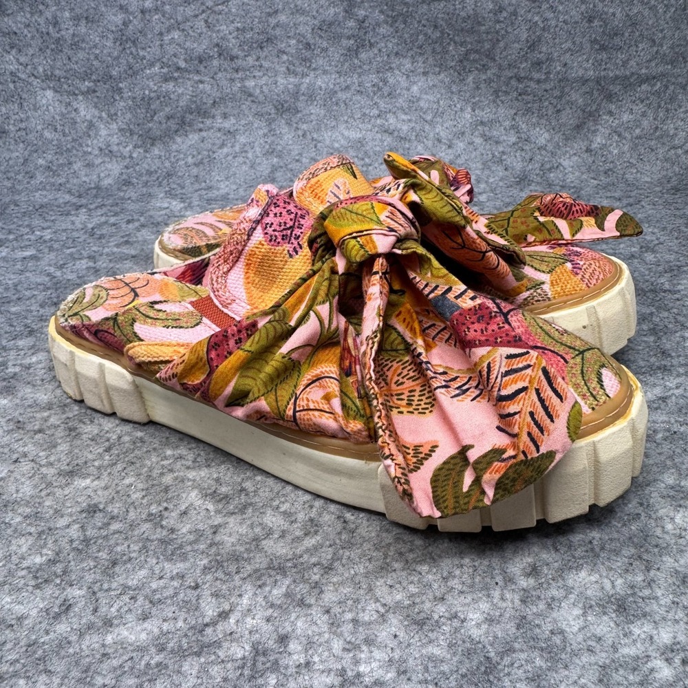 Farm Rio Summer Dream Floral Bow Mule Sneaker Sz 9 Slip-On Tropical Shoes